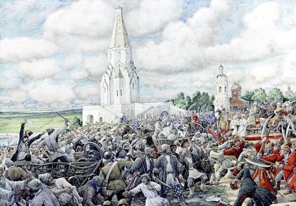 Картина художника Эрнеста Лисснера Медный бунт в Москве.1662 год. Музей истории и реконструкции Москвы. Картина художника Эрнеста Лисснера Медный бунт в Москве.1662 год. Музей истории и реконструкции Москвы.