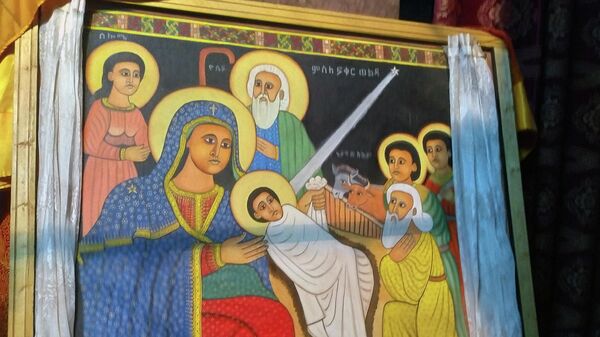 Эфиопская икона Рождества Христова Эфиопская икона Рождества Христова
