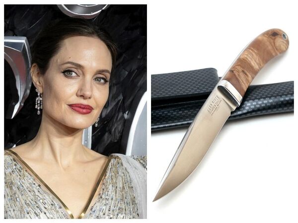 Актриса Анджелина Джоли и нож Актриса Анджелина Джоли и нож