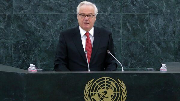 Посол России в ООН Виталий Чуркин на пленарном заседании Генеральной Ассамблеи в Нью-Йорке Посол России в ООН Виталий Чуркин на пленарном заседании Генеральной Ассамблеи в Нью-Йорке