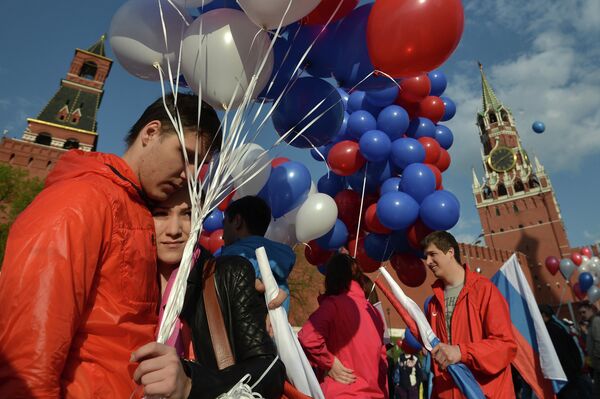 Первомайская демонстрация профсоюзов на Красной площади Первомайская демонстрация профсоюзов на Красной площади