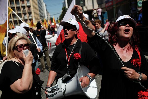 Первомайский митинг в Афинах, Греция Первомайский митинг в Афинах, Греция