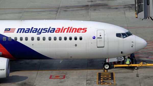 Самолет компании Malaysia Airlines в аэропорту. Архивное фото Самолет компании Malaysia Airlines в аэропорту. Архивное фото