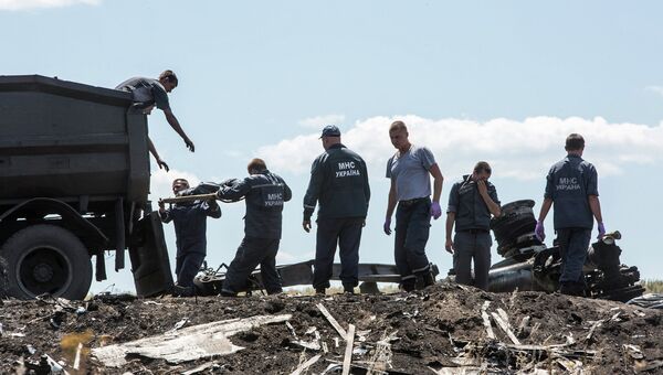 Работы на месте крушения самолета Boeing 777 авиакомпании Malaysia Airlines на Украине. Архивное фото Работы на месте крушения самолета Boeing 777 авиакомпании Malaysia Airlines на Украине. Архивное фото
