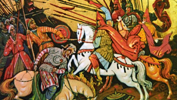 Лаковая миниатюра На поле Куликовом. Архив Лаковая миниатюра На поле Куликовом. Архив