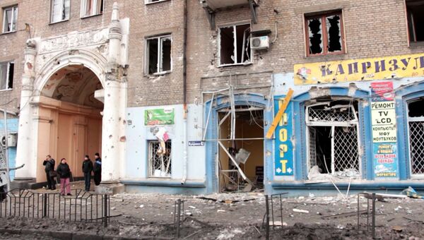 Обстрел остановки в Донецке Обстрел остановки в Донецке