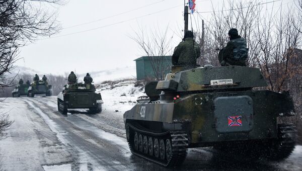 Ополченцы Донецкой народной республики движутся в сторону Славянска. 21 января 2015. Архивное фото Ополченцы Донецкой народной республики движутся в сторону Славянска. 21 января 2015. Архивное фото