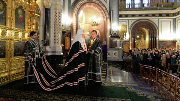 Патриарх Московский и всея Руси Кирилл в храме Христа Спасителя совершил вечерню с чином прощения Патриарх Московский и всея Руси Кирилл в храме Христа Спасителя совершил вечерню с чином прощения