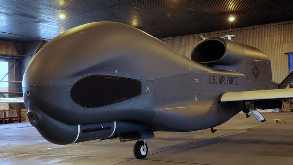 Американский стратегический разведывательный БПЛА Global Hawk. Архивное фото Американский стратегический разведывательный БПЛА Global Hawk. Архивное фото