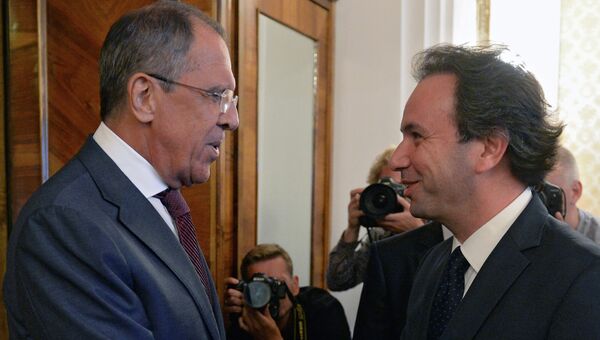 Встреча главы МИД РФ С.Лаврова с главой Национальной коалиции оппизиции Сирии Х.Ходжей Встреча главы МИД РФ С.Лаврова с главой Национальной коалиции оппизиции Сирии Х.Ходжей