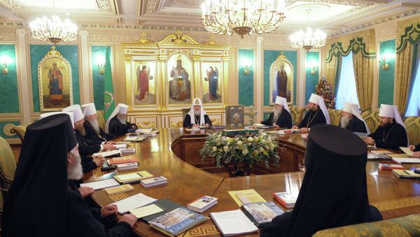 Заседание Священного Синода Русской православной церкви в Москве. Архивное фото Заседание Священного Синода Русской православной церкви в Москве. Архивное фото