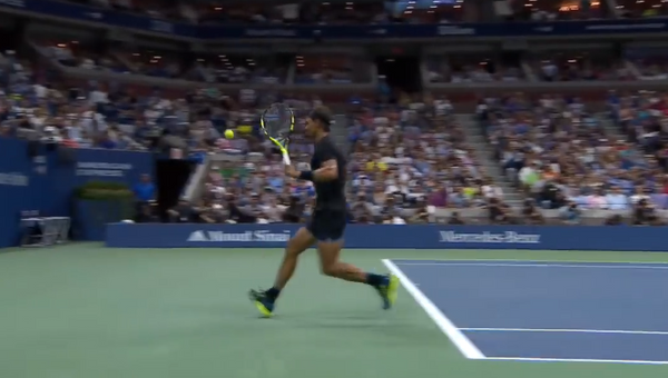 US Open. Рафаэль Надаль - Андрей Кузнецов. Кадр из видео US Open. Рафаэль Надаль - Андрей Кузнецов. Кадр из видео