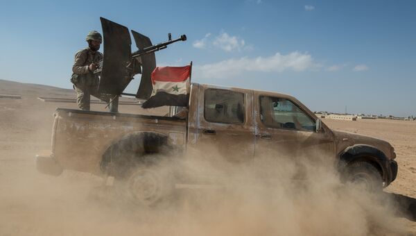 Автомобиль Сирийской арабской армии. Архивное фото Автомобиль Сирийской арабской армии. Архивное фото