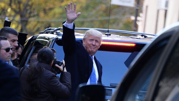 Кандидат в президенты США от республиканцев Дональд Трамп в Нью-Йорке в день выборов президента США Кандидат в президенты США от республиканцев Дональд Трамп в Нью-Йорке в день выборов президента США