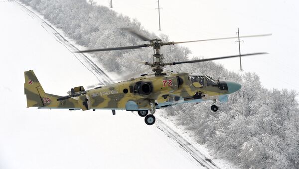 Тестовые полеты вертолета Ка-52 Аллигатор после торжественной церемонии передачи личному составу вертолетного полка ЮВО в Краснодарском крае в рамках планового переоснащения Тестовые полеты вертолета Ка-52 Аллигатор после торжественной церемонии передачи личному составу вертолетного полка ЮВО в Краснодарском крае в рамках планового переоснащения