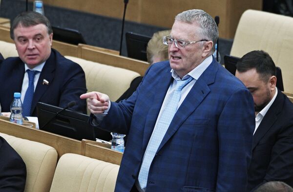 Лидер ЛДПР Владимир Жириновский на пленарном заседании Государственной Думы РФ Лидер ЛДПР Владимир Жириновский на пленарном заседании Государственной Думы РФ