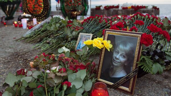 Портрет Елизаветы Глинки на мемориале в память о жертвах крушения ТУ-154 в Сочи. Архивное фото Портрет Елизаветы Глинки на мемориале в память о жертвах крушения ТУ-154 в Сочи. Архивное фото
