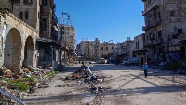 Мальчик на улице в районе Аль Назирия в сирийском Аллепо. Архивное фото Мальчик на улице в районе Аль Назирия в сирийском Аллепо. Архивное фото