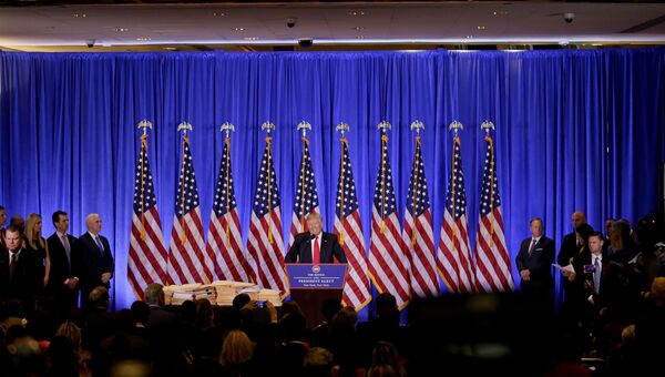 Избранный президент США Дональд Трамп во время первой официальной пресс-конференции в Нью-Йорке. Архивное фото Избранный президент США Дональд Трамп во время первой официальной пресс-конференции в Нью-Йорке. Архивное фото