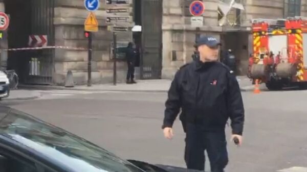 Неизвестный с мачете напал на патрульного возле Лувра. Первые кадры с места ЧП Неизвестный с мачете напал на патрульного возле Лувра. Первые кадры с места ЧП