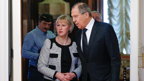 Министр иностранных дел РФ Сергей Лавров и министр иностранных дел Королевства Швеции Маргот Вальстрём во время встречи в Москве. 21 февраля 2017 Министр иностранных дел РФ Сергей Лавров и министр иностранных дел Королевства Швеции Маргот Вальстрём во время встречи в Москве. 21 февраля 2017