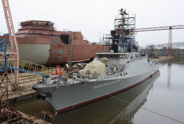 Малый ракетный корабль Вышний Волочек на Зеленодольском заводе им. Горького в республике Татарстан Малый ракетный корабль Вышний Волочек на Зеленодольском заводе им. Горького в республике Татарстан
