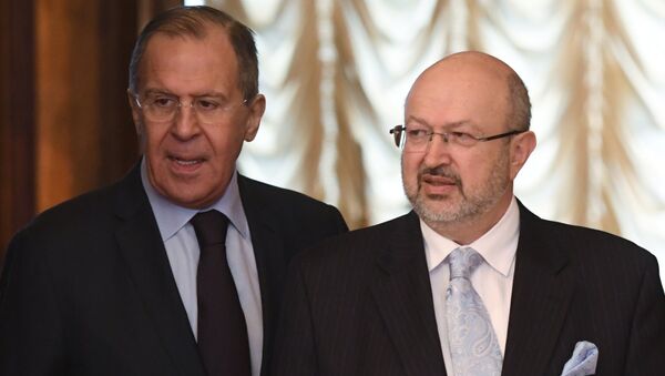 Министр иностранных дел РФ Сергей Лавров и генеральный секретарь ОБСЕ Ламберто Заньер. 25 апреля 2017 Министр иностранных дел РФ Сергей Лавров и генеральный секретарь ОБСЕ Ламберто Заньер. 25 апреля 2017