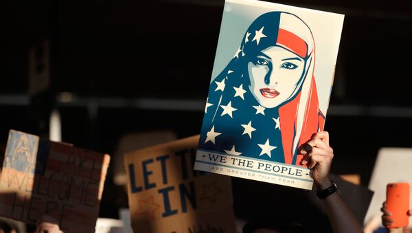 Акция протеста против иммиграционного указа Трампа. Архивное фото Акция протеста против иммиграционного указа Трампа. Архивное фото