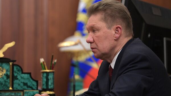 Председатель правления ПАО Газпром Алексей Миллер во время встречи с президентом РФ Владимиром Путиным. 4 июля 2017 Председатель правления ПАО Газпром Алексей Миллер во время встречи с президентом РФ Владимиром Путиным. 4 июля 2017