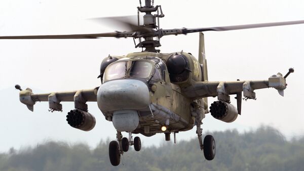 Вертолет Ка-52 Аллигатор во время учений Вертолет Ка-52 Аллигатор во время учений