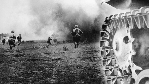 Бойцы Красной Армии идут в бой. Орел, август 1943 Бойцы Красной Армии идут в бой. Орел, август 1943