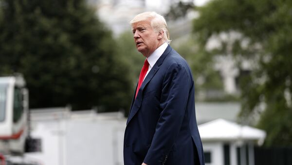 Президент США Дональд Трамп возле Белого дома в Вашингтоне. 14 августа 2017 Президент США Дональд Трамп возле Белого дома в Вашингтоне. 14 августа 2017