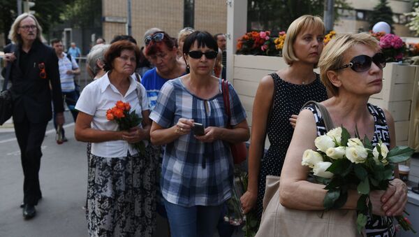 На церемонии прощания с актрисой Верой Глаголевой в Центральном доме кино в Москве. 19 августа 2017 На церемонии прощания с актрисой Верой Глаголевой в Центральном доме кино в Москве. 19 августа 2017