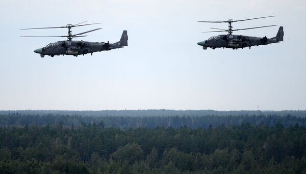 Вертолеты Ка-52 ВКС России во учений Запад-2017 в Белоруссии Вертолеты Ка-52 ВКС России во учений Запад-2017 в Белоруссии