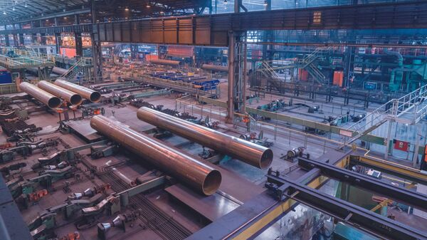 Производство труб для строительства газопроводаСеверный поток – 2. Архивное фото Производство труб для строительства газопроводаСеверный поток – 2. Архивное фото
