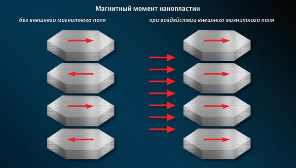 Направление магнитного момента нанопластин Направление магнитного момента нанопластин