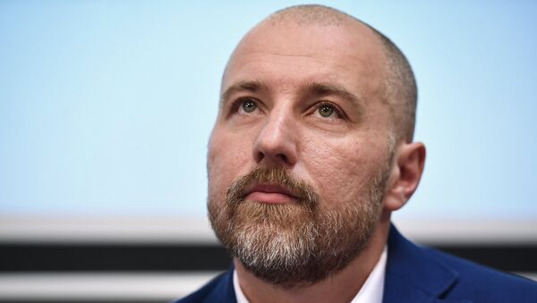 Лидер общественного движения Возрождение Александр Чухлебов на пресс-конференции в Москве. 15 ноября 2017 Лидер общественного движения Возрождение Александр Чухлебов на пресс-конференции в Москве. 15 ноября 2017