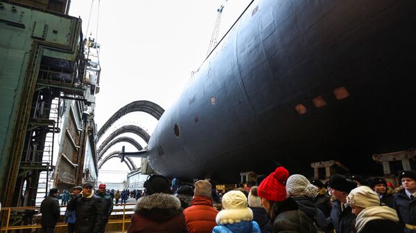 Торжественная церемония спуска на воду нового стратегического атомного подводного крейсера Князь Владимир в Северодвинске Торжественная церемония спуска на воду нового стратегического атомного подводного крейсера Князь Владимир в Северодвинске
