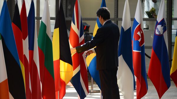 Флаги стран-участниц Европейского союза в Брюсселе