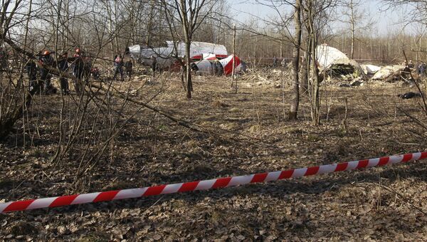 Место падения польского самолета Ту-154. Архивное фото Место падения польского самолета Ту-154. Архивное фото