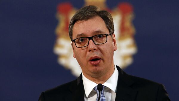 Президент Сербии Александр Вучич во время пресс-конференции после смерти косовского сербского политика Оливера Ивановича. 16 января 2018 Президент Сербии Александр Вучич во время пресс-конференции после смерти косовского сербского политика Оливера Ивановича. 16 января 2018