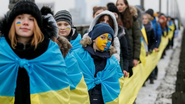Празднование Дня Единства Украины в Киеве. 22 января 2018