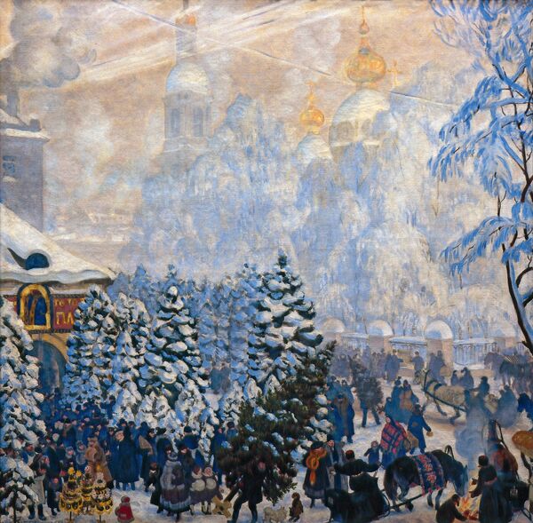 Елочный торг, 1918. Холст, масло. Краснодарский краевой художественный музей имени Ф.А. Коваленко Елочный торг, 1918. Холст, масло. Краснодарский краевой художественный музей имени Ф.А. Коваленко