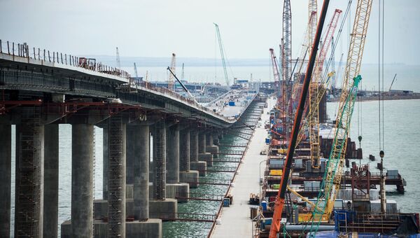 Строительство Крымского моста через Керченский пролив. Март 2018 Строительство Крымского моста через Керченский пролив. Март 2018