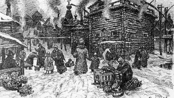 Репродукция рисунка Апполинария Михайловича Васнецова Общественные бани Репродукция рисунка Апполинария Михайловича Васнецова Общественные бани