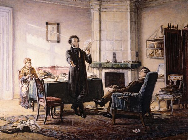 Николай Ге. Пущин у Пушкина в Михайловском. Холст, масло. 1875 г. Николай Ге. Пущин у Пушкина в Михайловском. Холст, масло. 1875 г.