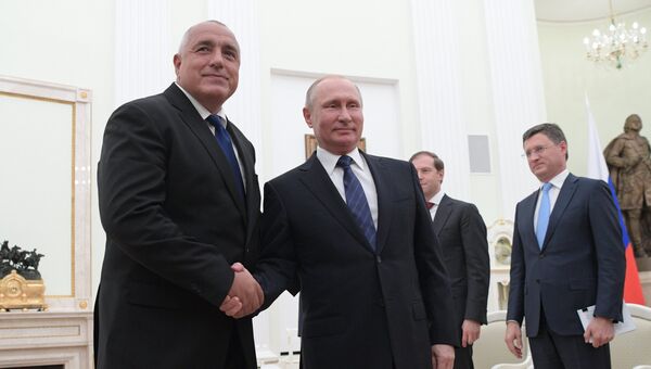 Президент РФ Владимир Путин и премьер-министр Болгарии Бойко Борисов во время встречи. 30 мая 2018 Президент РФ Владимир Путин и премьер-министр Болгарии Бойко Борисов во время встречи. 30 мая 2018