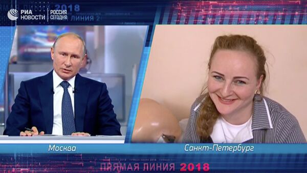 Одесситка Ирина во время прямой линии с Владимиром Путиным Одесситка Ирина во время прямой линии с Владимиром Путиным