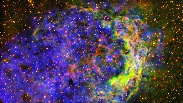Газ в туманности NGC 3199 в созвездии Киль одной из звезд Вольфа-Райета Газ в туманности NGC 3199 в созвездии Киль одной из звезд Вольфа-Райета