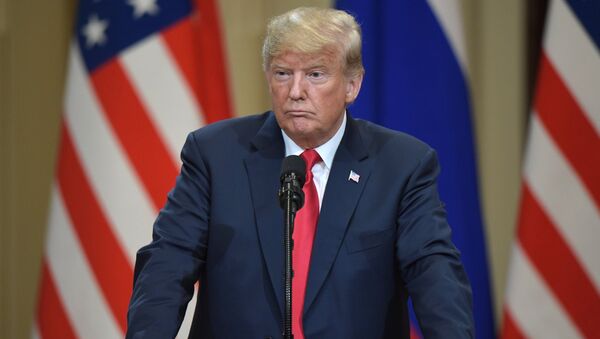 Президент США Дональд Трамп на совместной с президентом РФ Владимиром Путиным пресс-конференции. Архивное фото Президент США Дональд Трамп на совместной с президентом РФ Владимиром Путиным пресс-конференции. Архивное фото